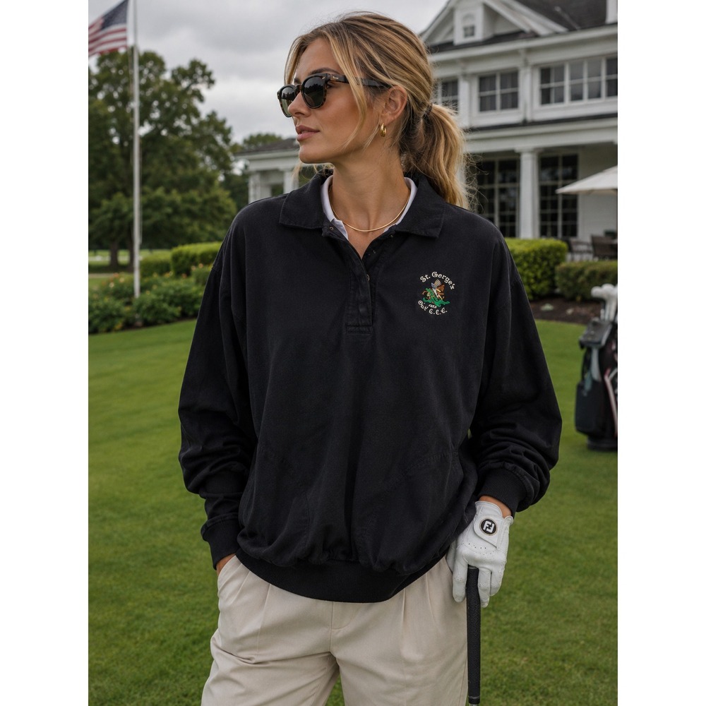 VTG Zero‎ Restriction Golf Pullover Women's L Black St George's Country Club USA